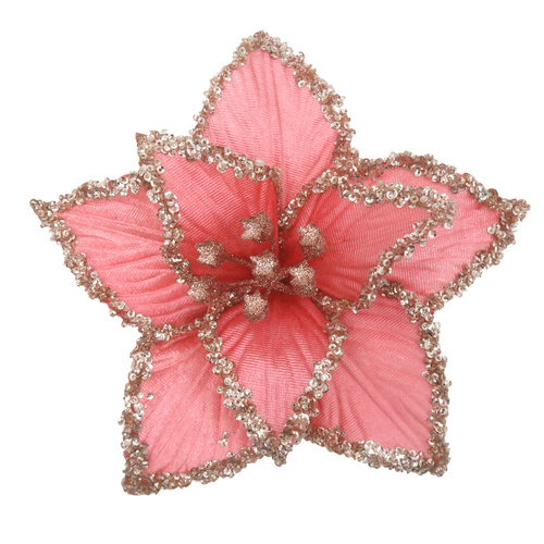 Coral Pink Poinsettia w/ Crust Glitter Edge