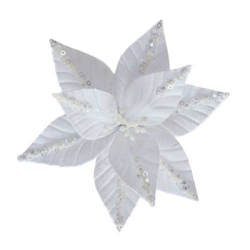 White Poinsettia w/ Sequins