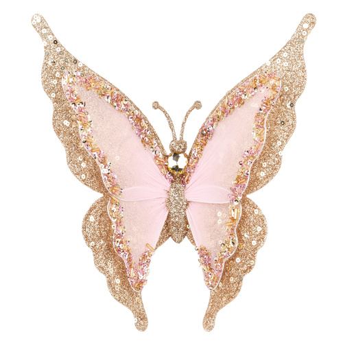 Pink BUtterfly w/ Gold Wings