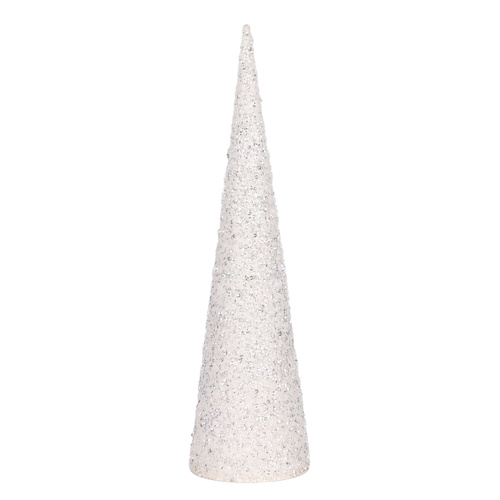 White Paper Glitter Cone Tree