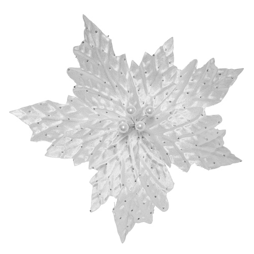 White Pearl Poinsettia w/ Clip
