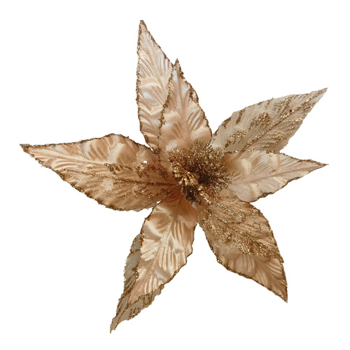 Coral Crimp Poinsettia w/ Clip
