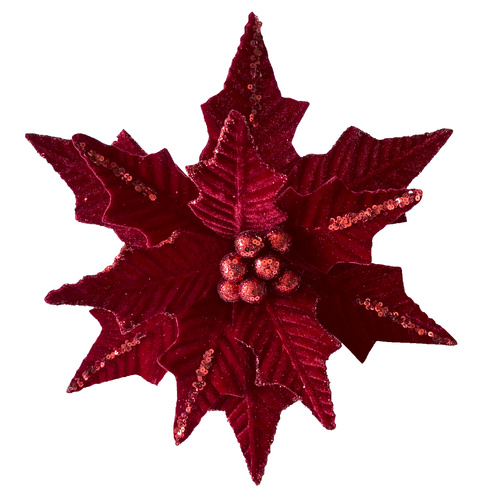Red Poinsettia w/ Sequin Stripe