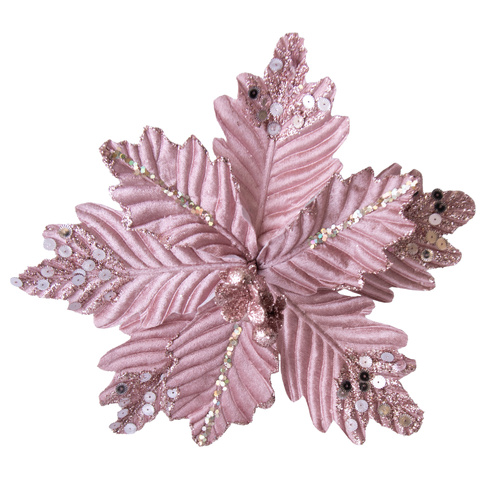Pink Poinsettia w/ Glitter Tips