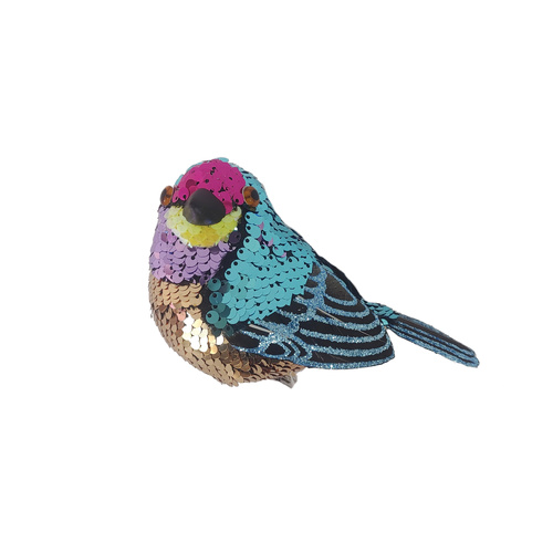 Sparrow w/ Aqua Gold Sequins