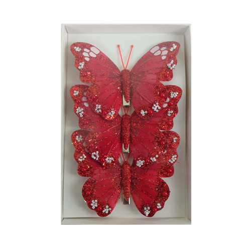 Feather Buttefly Red / White Set