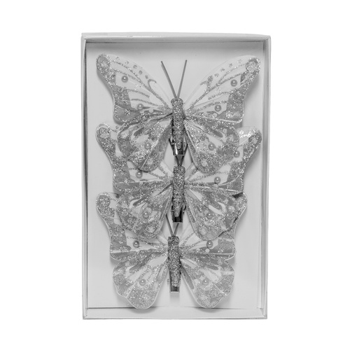 Feather Buttefly Silver / White Set