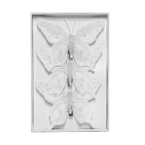 Feather Buttefly White / Pearl Set