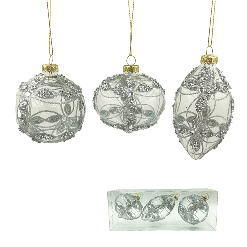 Clear Silver Tiffany Bauble Set