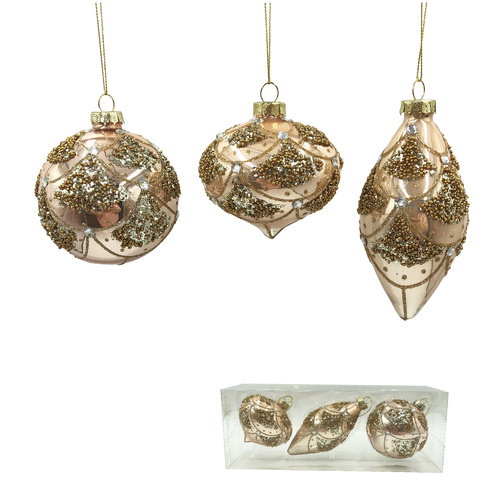 Coral Gold Bauble Set