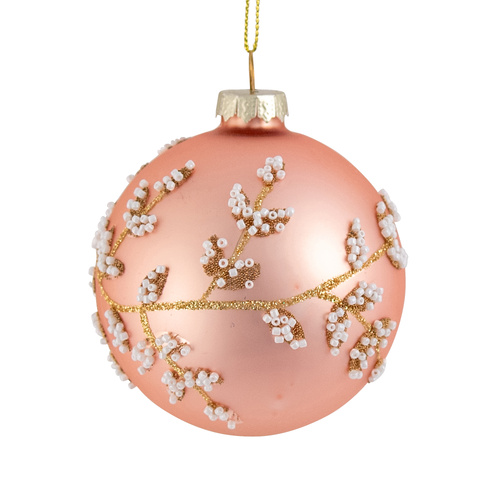 Pink Bauble w/ Leaf Diamonte