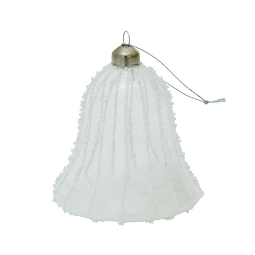 Clear White Glass Bell Ornament