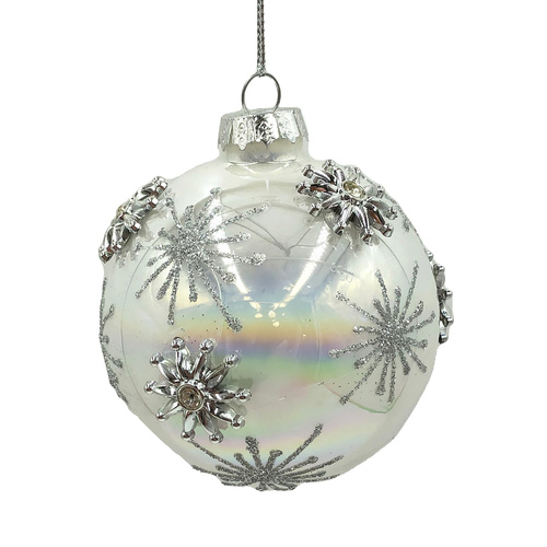 White Bauble w/ Silver Stars