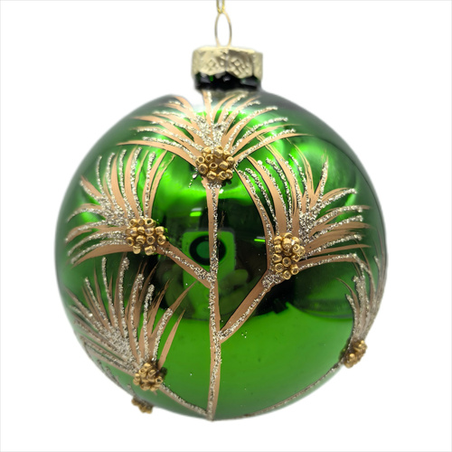 Emeral Bauble w/ Gold Leaf