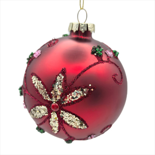 Red Bauble w/ Gold Flowerburst