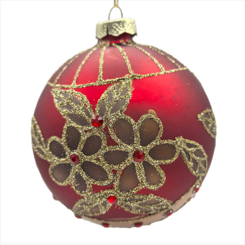 Red Bauble w/ Gold Flower
