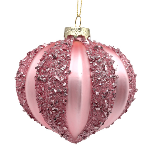 Pink Glass Onion w/Bead Stripe