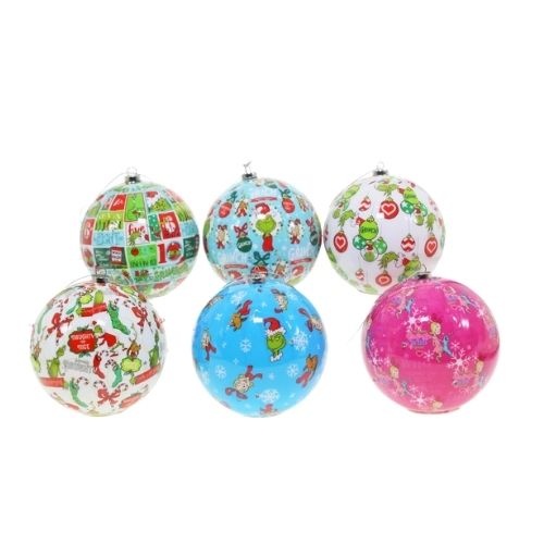 Grinch Patterned Light Up Baubles Assorted