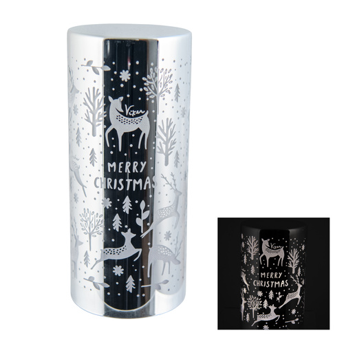 LED Xmas Pillar Silver Lge