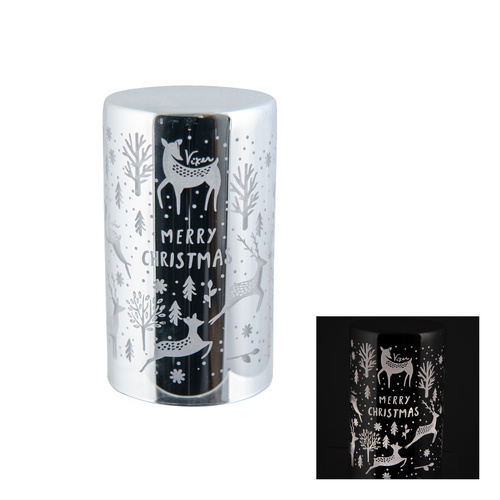 LED Xmas Pillar Silver Sml