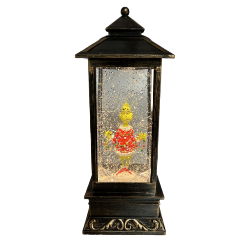 Grinch Holding String Lights Lantern