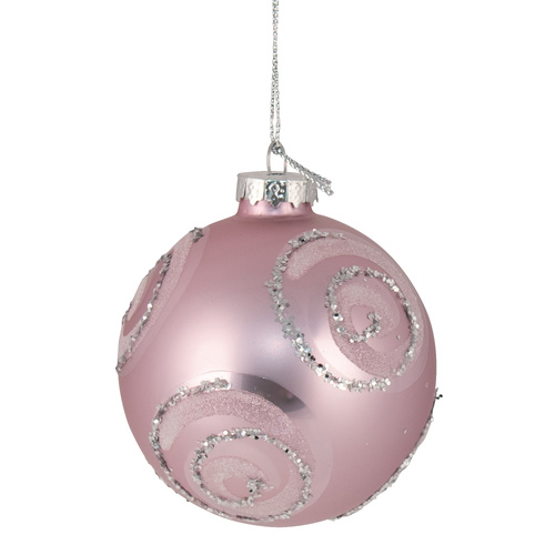 Pink Bauble w/ Silver Swirl