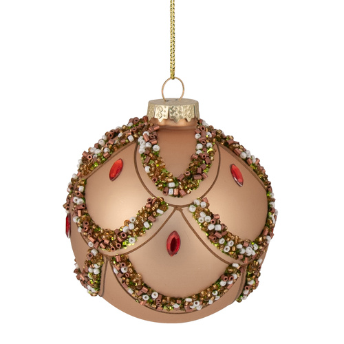 Gold Bedazzeled Bauble w/ Red Jewells