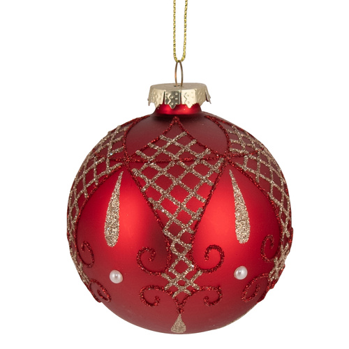 Red Bauble w/ Gold Glitter