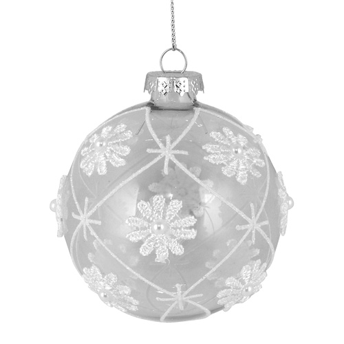 Clear Bauble w/ White Flower