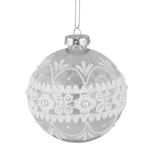 Clear Bauble w/ White Lace
