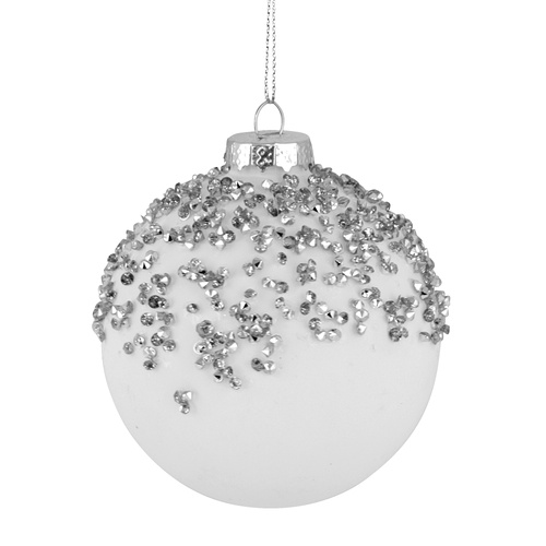 White Bauble w/ Silver Giltter Specks