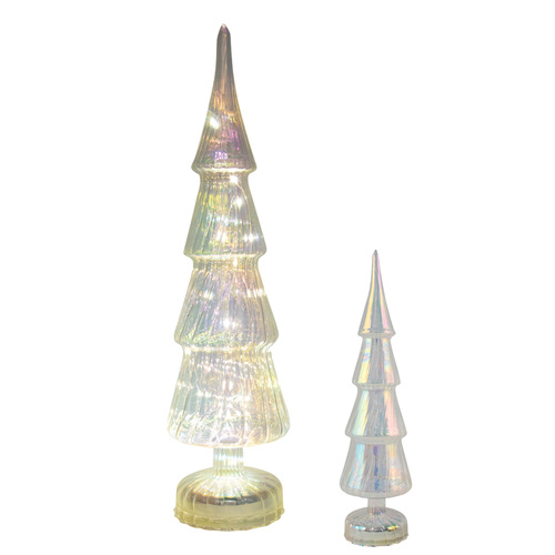 Glass Irridescent Table Tree w/ LEDs