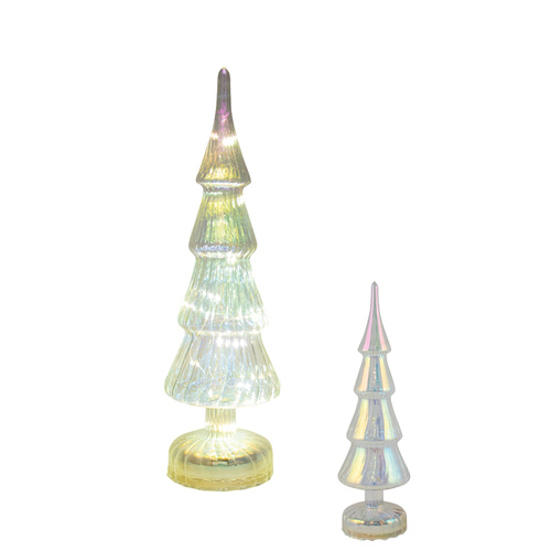 Glass Irridescent Table Tree w/ LEDs