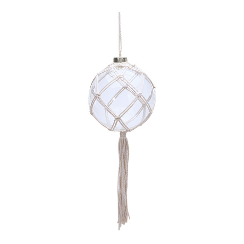 Clear Bauble w/ Cream Rope Ornament