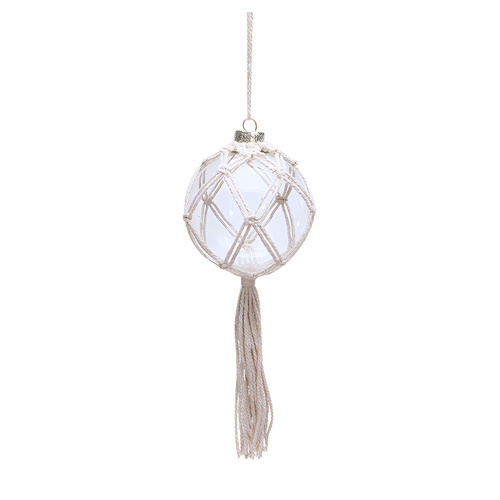 Clear Bauble w/ Cream Rope Ornament