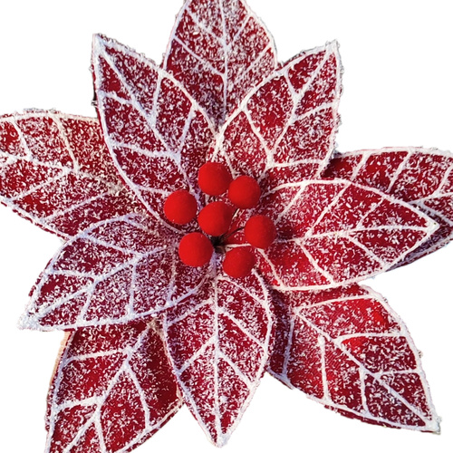 Iced Poinsettia w/ Red Berries