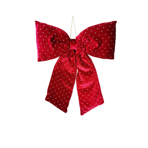 Velvet Hanging Bow w/Dots 