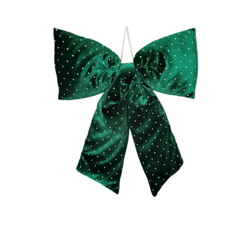 Velvet Hanging Bow w/Dots