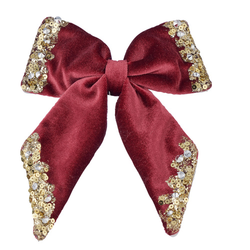 Red Bow w/ Gold Sequins