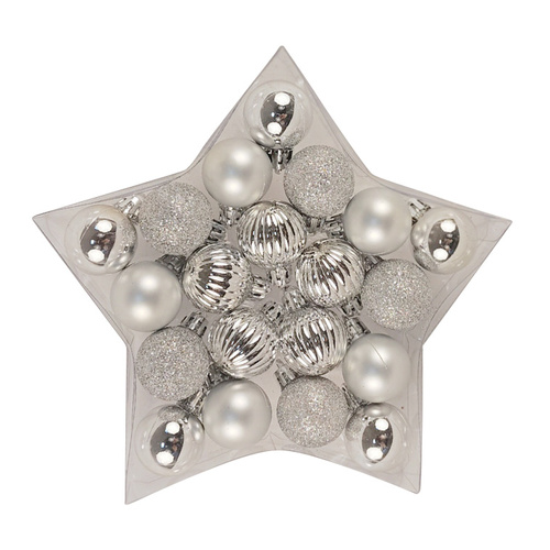 Star Box Silver Bauble Set