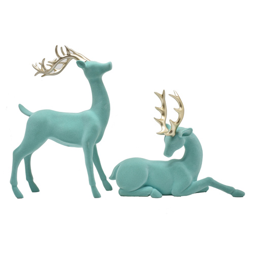 Flocked Deer w/ Gold Antlers