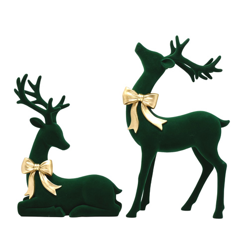 Green Velvet Deer w/Bow 