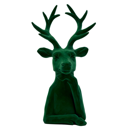 Green Velvet Deer Head