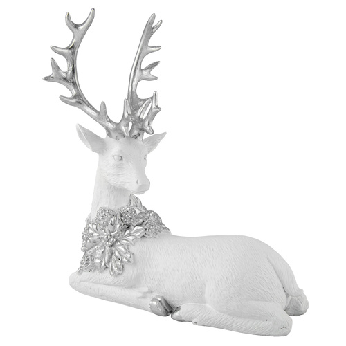 White/Silver Sitting Deer