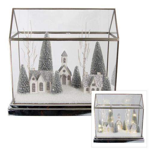 Snowy House Scene w/ LED Lights