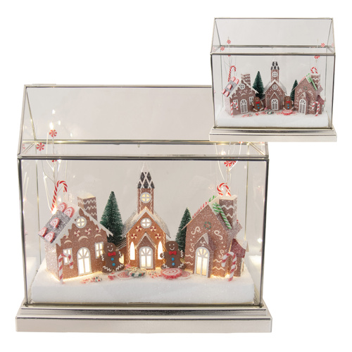 Acrylic Gingerbread House Scene w/ Led Lights