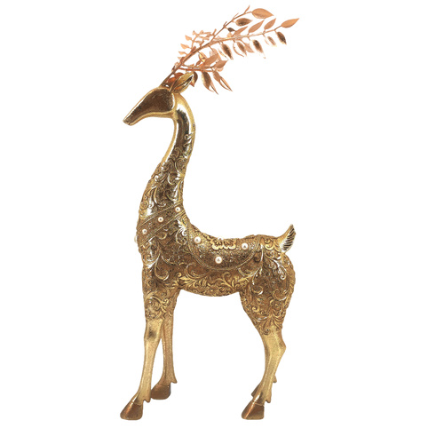 Standing Gold Deer w/ Leaf Antlers