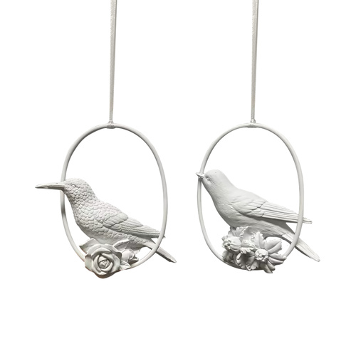 Resin White Bird Ornament