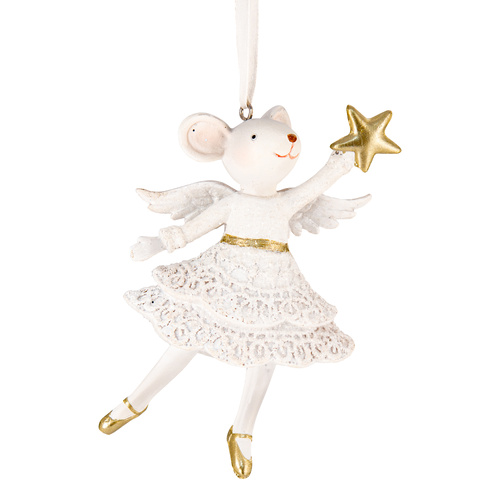 White Mouse Ballerina Ornament