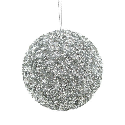 Beaded Sequin Ball Silver Lge